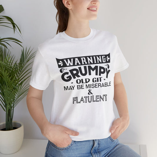 white cotton tshirt grumpy old git may be miserable and flatulent lifestyle